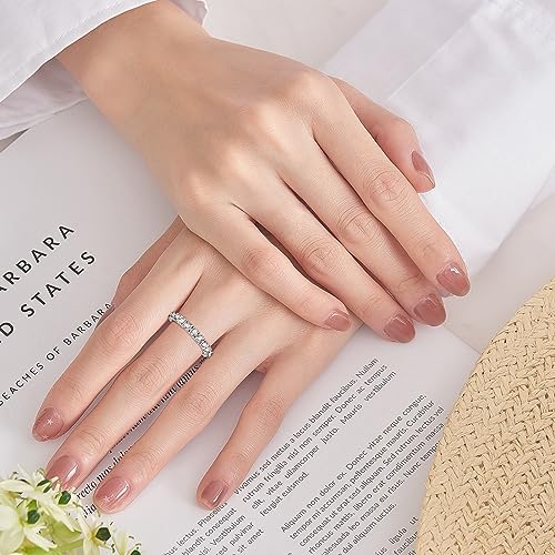 Moissanite Full Eternity Rings Wedding Band, 2.0cttw D Color VVS1 Clarity Promise Ring, 925 Sterling Silver Stackable Ring for Women Mom Wife2