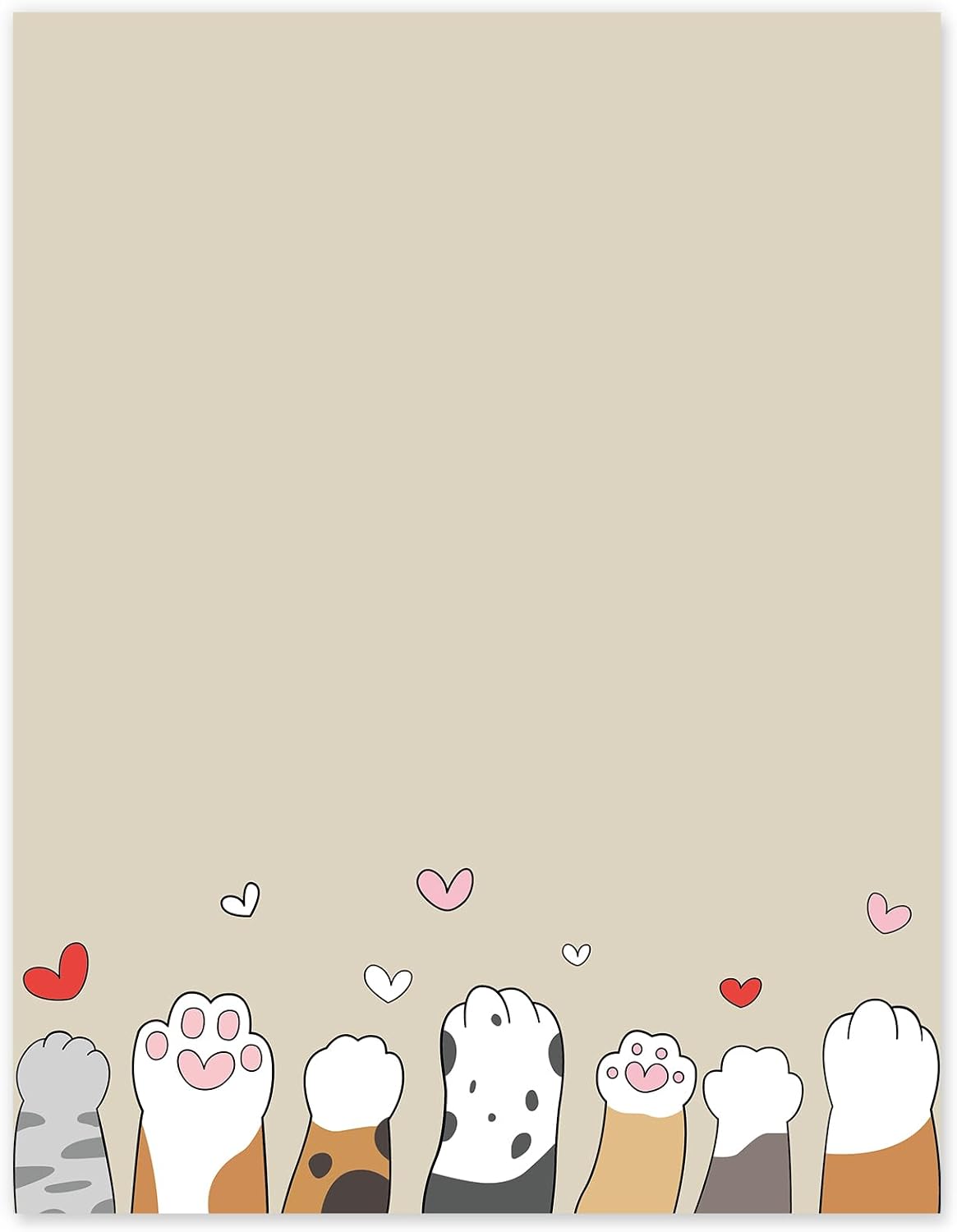 FYSUIMU 60 Sheets Cat Paw Stationery Letterhead Paper Cute Cartoon Letter Paper Writing Papers Notes for Birthday Baby Shower Invitation Printing, 8.5 x 11 Inch, Single-Sided