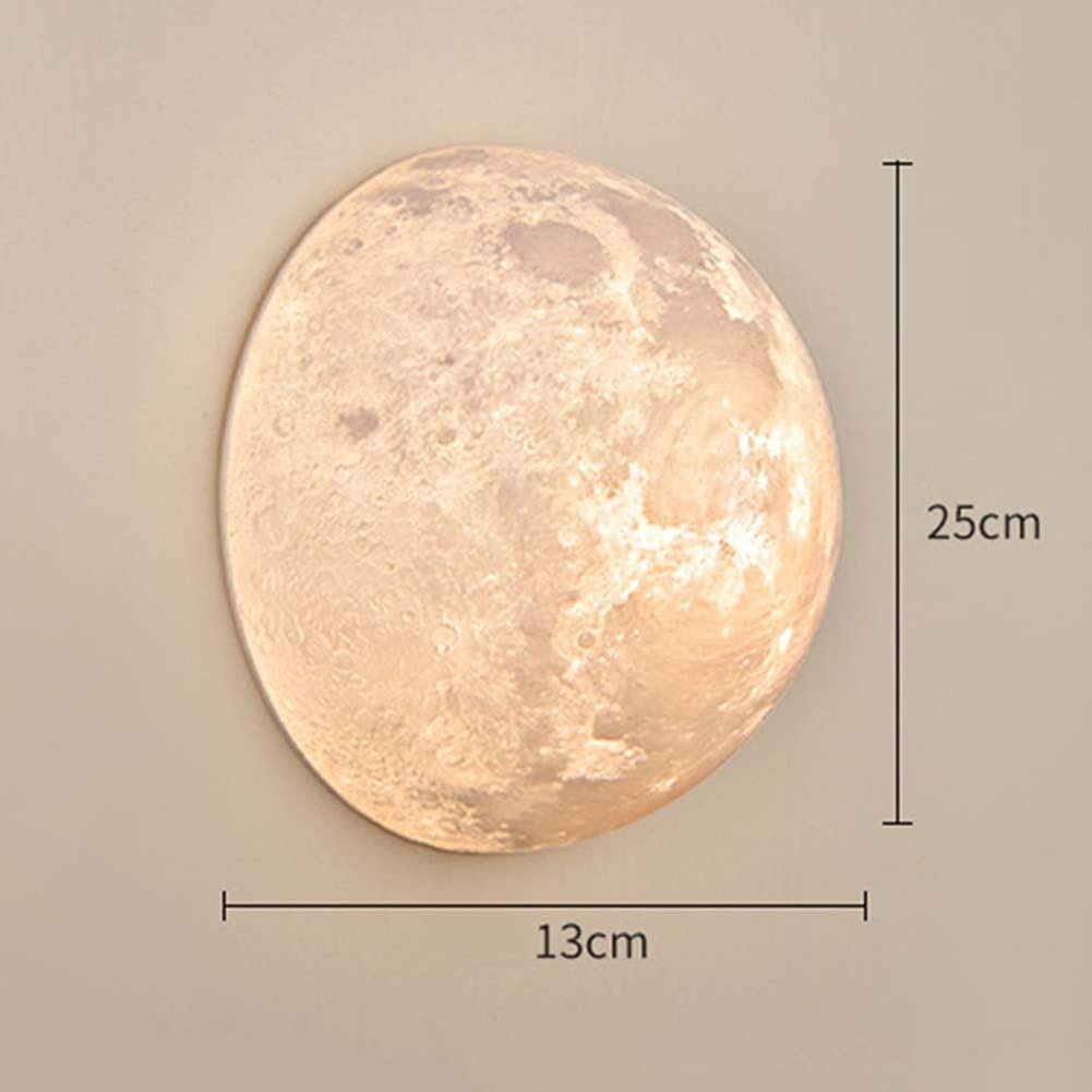 AoLa Mond Wandleuchte Kugel Mond Lampe Modern 3D Drucken Rund Wandlampe lnnen Planeten Wand Deko Lampe Nachttischlampe Lampenschirm aus Acryl, Mond Deckenlampe für Schlafzimmer Restaurant