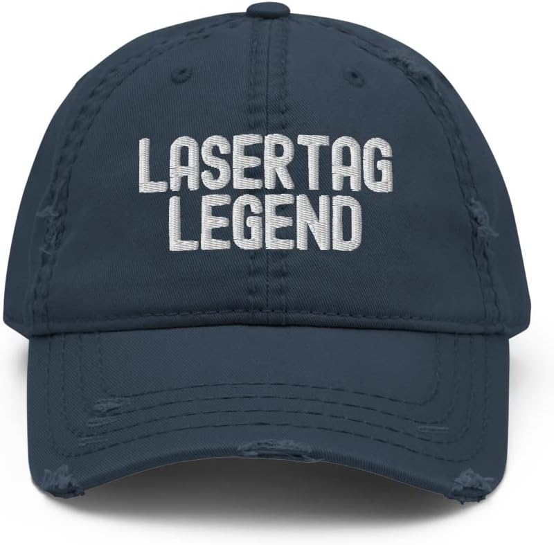 Laser Tag Legend Distressed Dad Hat | Funny Lasertag Embriodered Distressed Baseball Cap | Gift for Kids