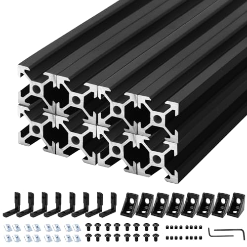 Seekliny 8Pack 2020 Aluminum Extrusion T-Slot 400mm Black Extruded Aluminum Profile 20x20 T-Slotted Framing European Standard Anodized Linear Rail for 3D Printer Accessories Parts