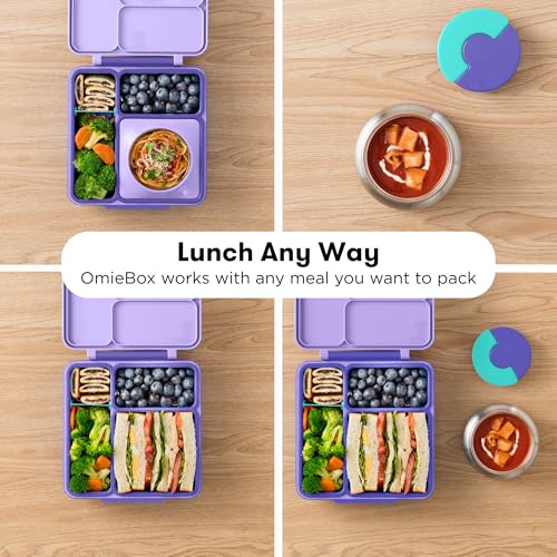 Image of Omie OmieBox Kids Insulated Leakproof Bento Lunch Box with Food Jar (Purple Plum)