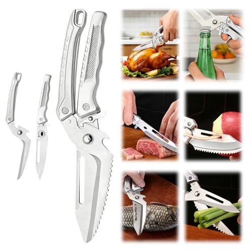 5-in-1 Heavy Duty Stainless Steel Poultry Shears – Professional Turkey Spatchcock Scissors for Kitchen, Butchery, and Food Preparation