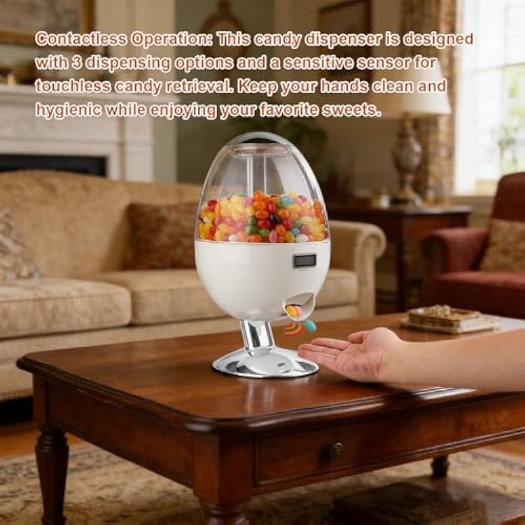 Automatic Candy Dispenser, Upgraded Base 3 Dispensing Options Touchless Sensor Oval Shaped Retro Design, with Sealed Freshness for Office Home Party Gifts