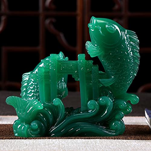 Seyee-Bro 4.7Inch Fengshui Fish Statue - Wealth Carp Treasure Good Fortune Lucky Auspicious Home Office Decor Collection Gift #TOP5