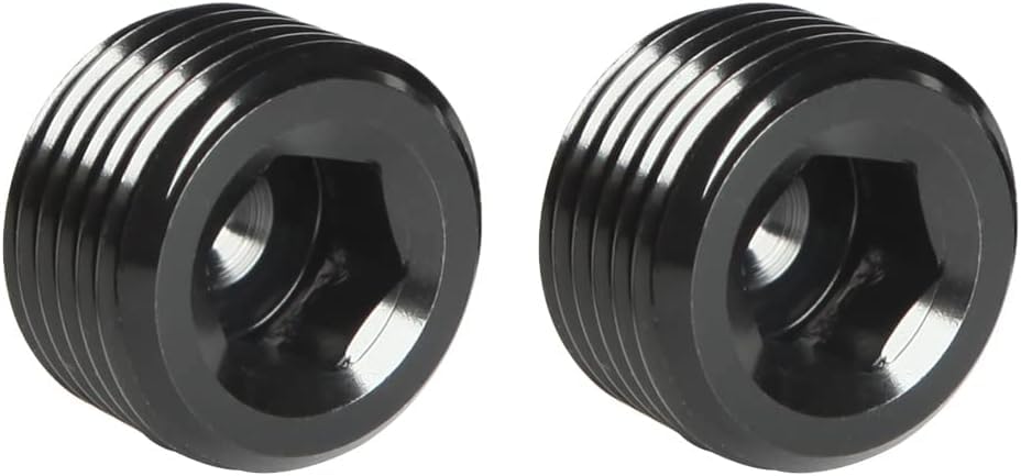 Podavelle 1/8 NPT Male Thread Allen Head Socket Pipe Plug Fitting Aluminum Black, Pack of 2