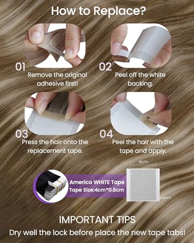 Image of LaaVoo Human Hair Tape in Extensions Brown Balayage Tape in Hair Extensions Human Hair Balayage Brown to Light Brown Mixed Blonde 16 Inch 40pcs 100g