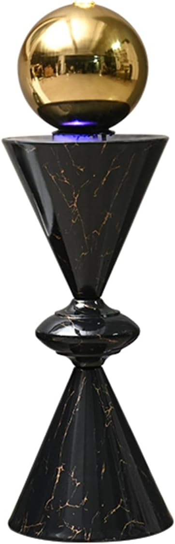 38''H Large Outdoor Fountain, Metal Indoor Waterfall Fountain with LED Light, Pump Water Decoration.