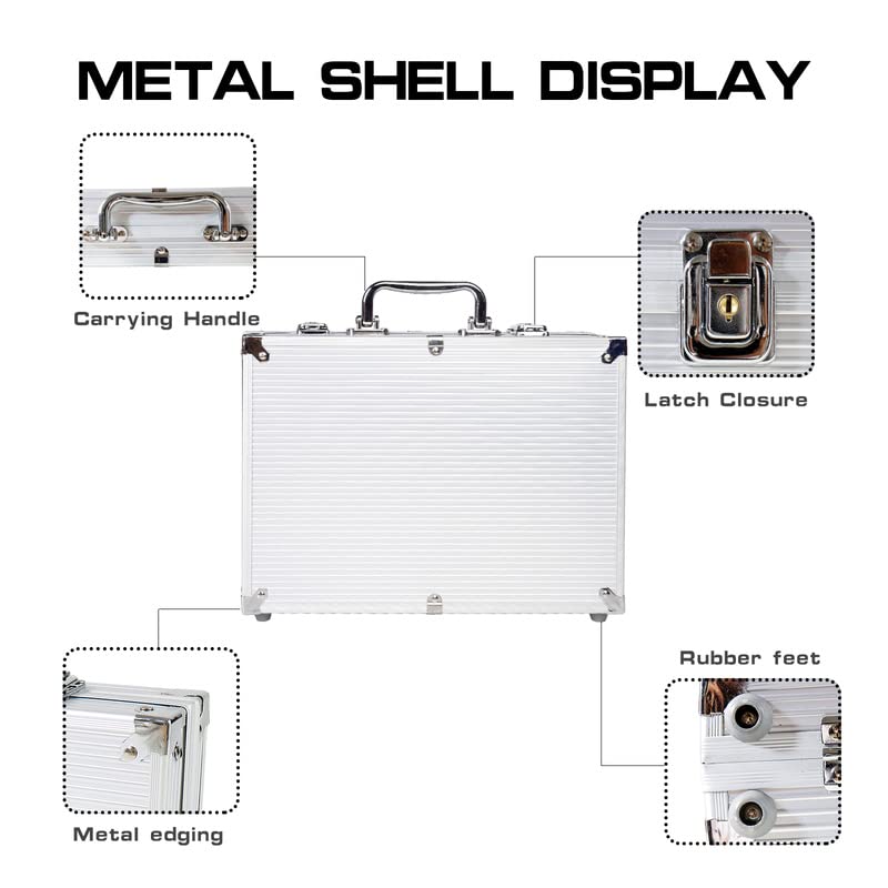 CCLIFE Set da Poker Chips Poker in plastica, 500 fiches con Stampa, Scatola Alluminio Argento