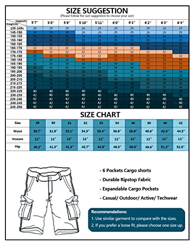 TRGPSG Men's Camo Multi-Pocket Relaxed Fit Casual Shorts,Outdoor Camouflage Twill Cargo Shorts 11" Inseam 6806 Khaki 31