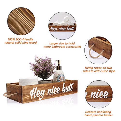 Hey Nice Butt Bathroom Decor Box Rustic Toilet Paper Holder Wooden Toilet Storage Box Funny Farmhouse Decor Bathroom Decorations Brown