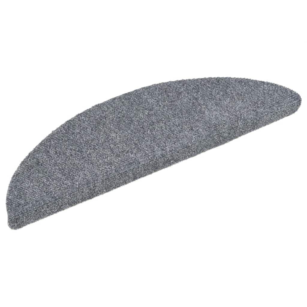 Lot de 10 tapis d'escalier autocollants gris clair en non-tissé aiguilleté - 56 x 17 x 3 cm - Antidérapant et lavable - Pour escalier en bois, escalier en pierre - Avec protection intérieure