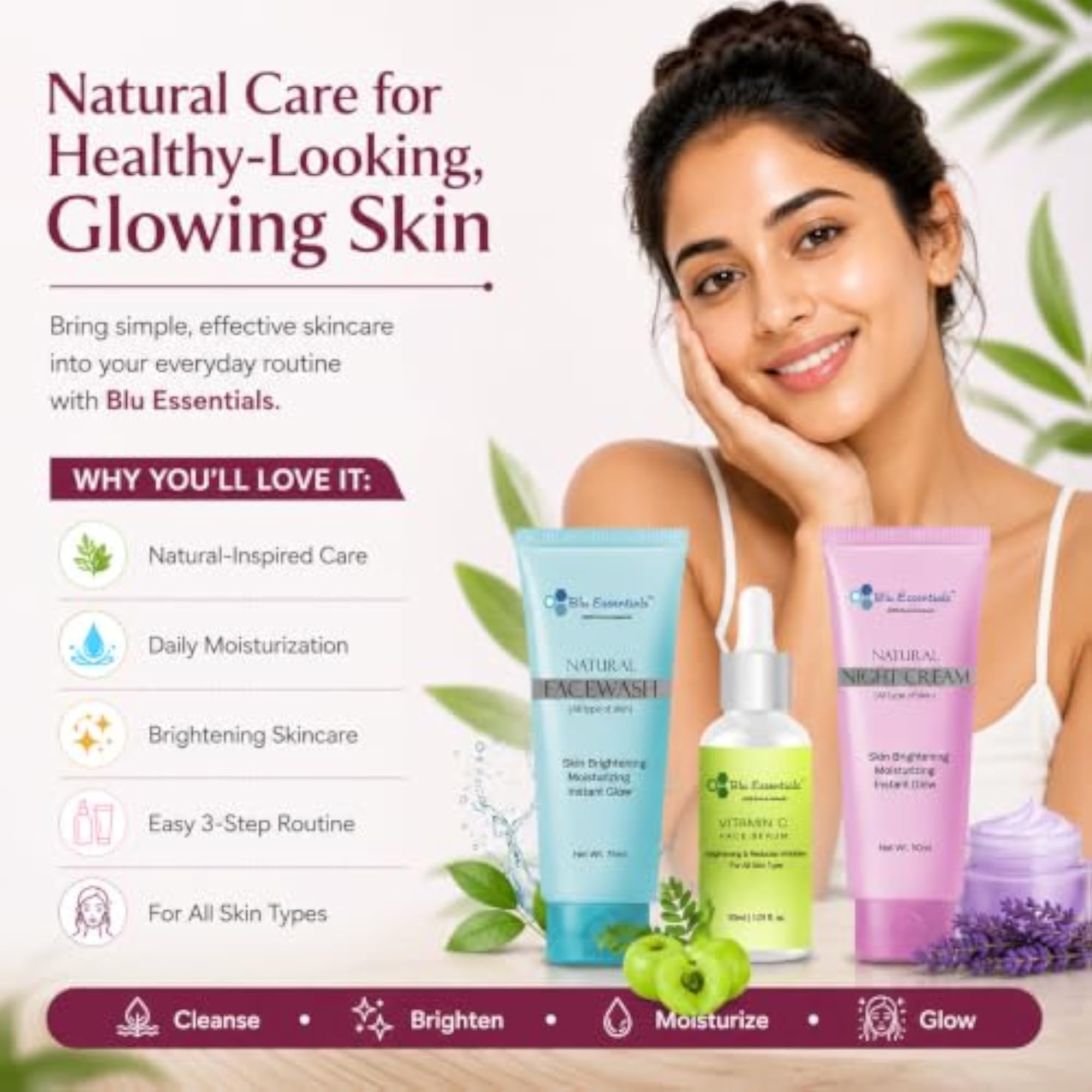 Vitamin C Skin Care Set, Face Wash, Night Cream & Serum