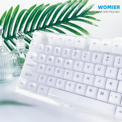 Image of Womier Keyboard Keycaps Jelly, Cute White Keycaps 60 65 75 100 Percent
