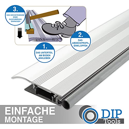 Alumat - Rostfreie Universal Alu Türschwelle 100cm x 5,5cm x 0,8cm - Perfekt als Zugluftstopper für Türen, als Ungezieferschutz oder Wetterschenkel