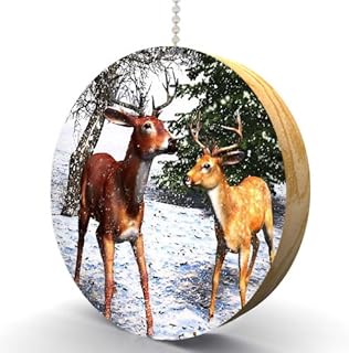 Winter Deer Hardwood Oak Fan/Light Pull