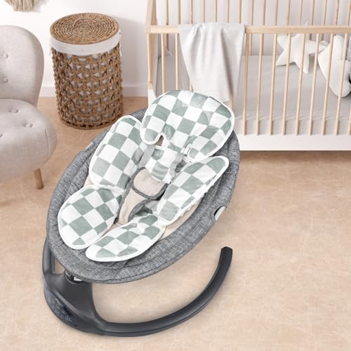 DILIMI Infant Car Seat Insert, 2-in-1 Carseat Head Support for Newborn, Soft Baby Head Support for Car Seat, Stroller, Bouncers, Green Checkered