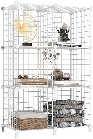 AWTATOS Wire Cube Storage Organizer, Closet Organizers and Storage, Metal 6 Cube Storage Shelves Bookshelf, Portable Closet Clothes Organizer for Bedroom, Home, Office, White AWTATOS Wire Cube Storage Organizer, Closet Organizers and Storage, Metal 6 Cube Storage Shelves Bookshelf, Portable Closet Clothes Organizer for Bedroom, Home, Office, White