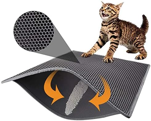 Pieviev Cat Litter Mat Double Layer Waterproof Urine Proof Trapping Mat 1 Pack (30''X24'', Gray)