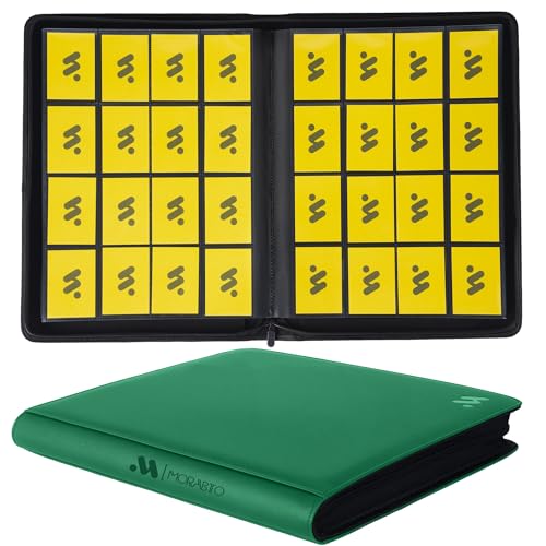 Image of Card Binder 16 Pocket,Trading Card Binder Hold up to 1408 Cards with 44 Sleeves,Zipper Card Holder Album Compatible with TCG Card /Game Cards /Sports Card-Green
