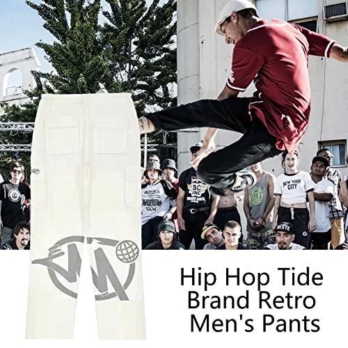 Bavokon Calças largas, calças cargo retrô Y2K folgadas, calças largas e hip hop, streetwear ajustáve