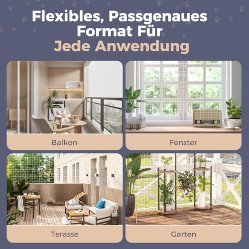 Netz für Katzen, Balkon, Vogelschutz, Tauben, Nylon, stark, widerstandsfähig, für Garten, PIS (4 x 3 m, transparent)