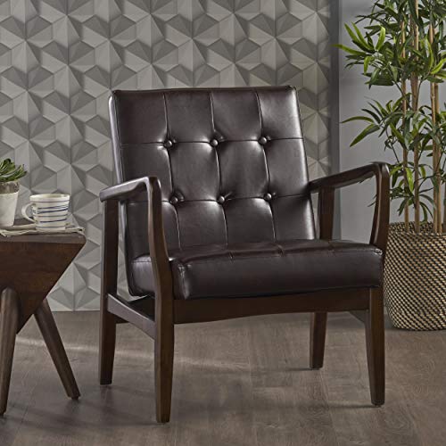 Gdf Studio Conrad Mid Century Modern Arm Chair Faux Leather (Brown) #TOP1