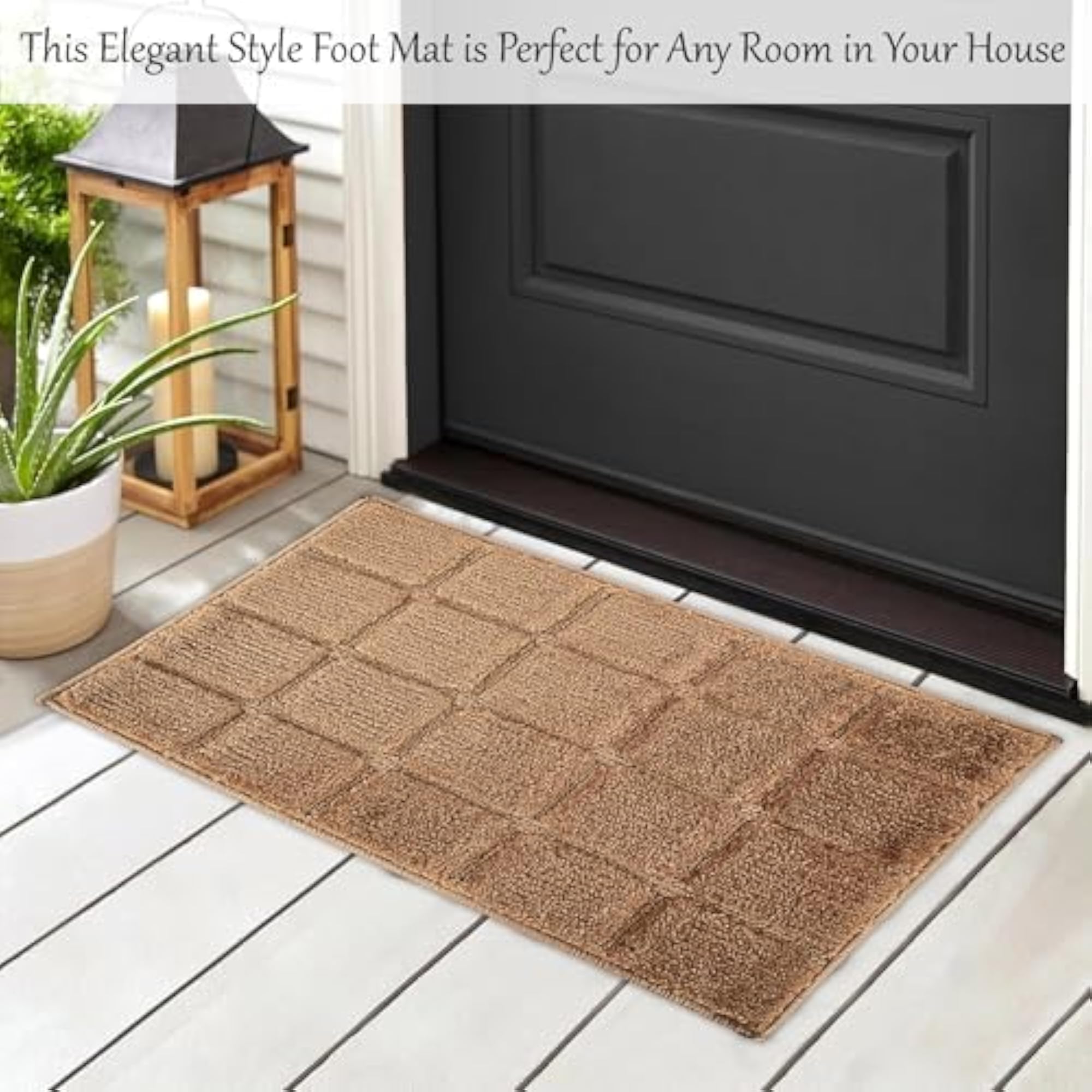Pack of 2 Anti-Skid Door Mats, Soft Washable Microfibre