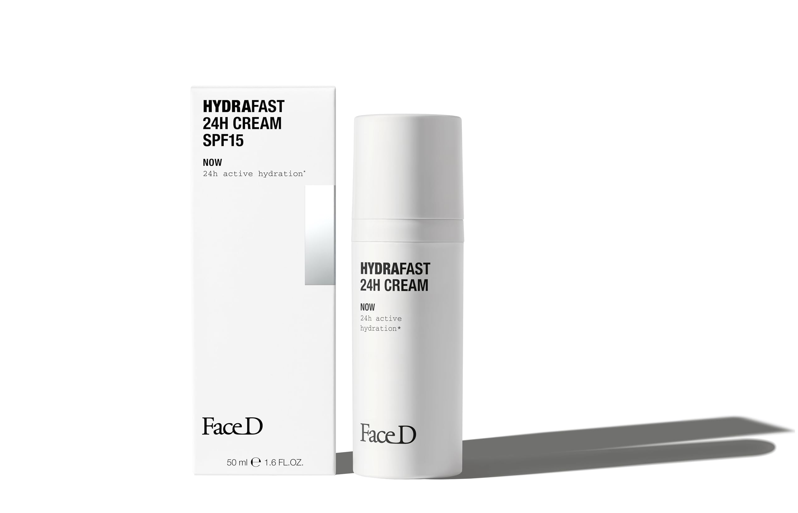 Face D - Hydrafast Crema Viso e Collo Super Idratante durata 24H con Acido Ialuronico SPF15, 50 ml