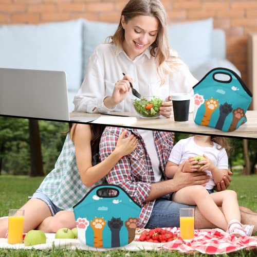 Neoprene Lunch Bags Cute Animal Cat Paw Small Insulated Lunch Box For Boy Girls Soft Lightweight Lunch Tote Handbag For Women Men School Work Office Mini Cooler Thermal Meal Prep Bags #TOP6