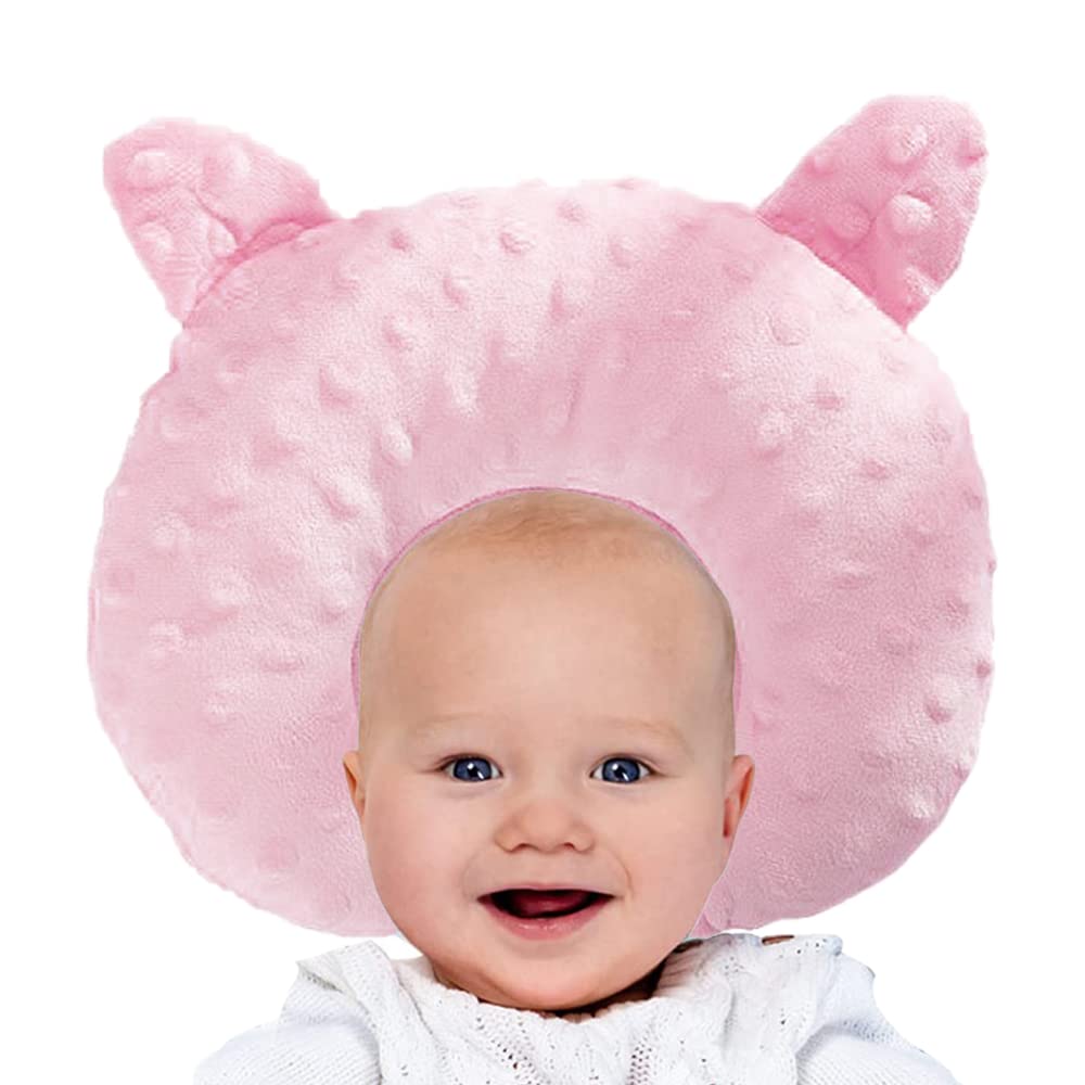 Baby Pillow - Infant Support Head Pillows Soft Baby Nursery Pillows Unisex Newborn Head Shaping Pillow Baby Memory Cotton Stereotyped Sleep Pillow (Pink)