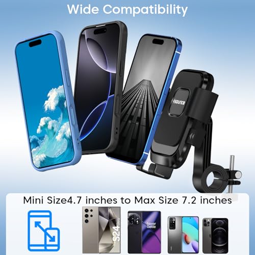 Image of Sounce HydroDock Bike Mobile Holder with 360 Degree Rotation Shock Resistant Anti Shake Design Firm Locking One Hand Operation Adjustable Handlebar Mount Compatible with All Smartphones Secure (Black)