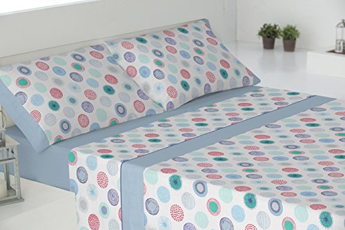 Todomueble Formentera - Juego de Sábanas, Algodón-Poliéster, Azul, Cama de 105 cm Cover