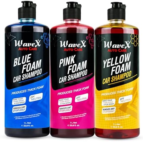 WaveX Colour Foam Car Shampoo Combo (1L) | High Foaming, pH Balanced, Paint-Safe Car Wash Shampoo for All Vehicles