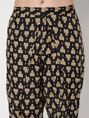 Image of 9rasa Women's Cotton Solid Harem Dhoti Pants for Casual FusionWear Workwear