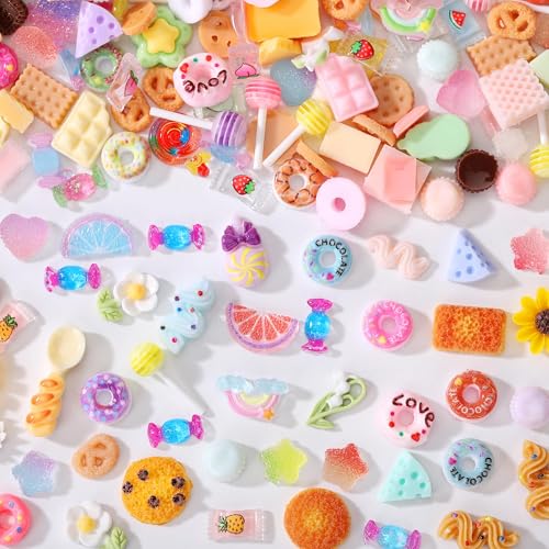 118Pcs Mixed Food Resin Slime Charms Flatback DIY Craft Ornaments
