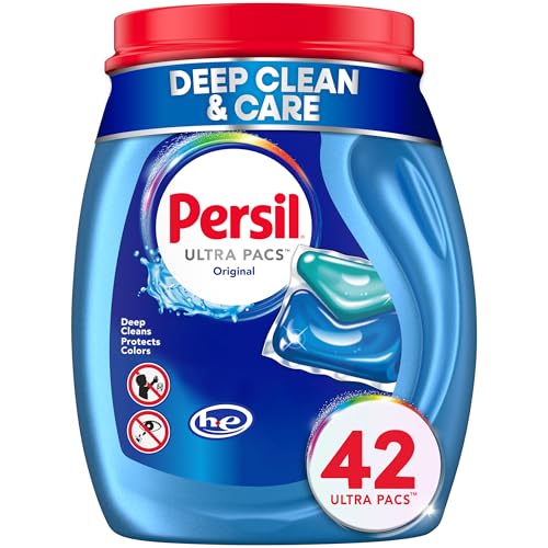 Persil Ultra Pacs Original Everyday Clean Laundry Detergent, 42 Count, No Mess, Single-Dose Laundry...