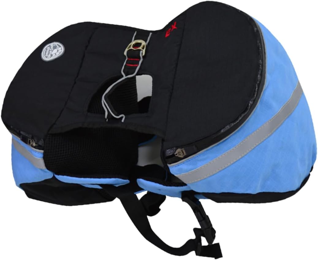 Milisten Pet Dog Backpack for Travel and Hiking Portable Breathable Rucksack with Fluorescent Safety Band Durable Oxford Material S Blue