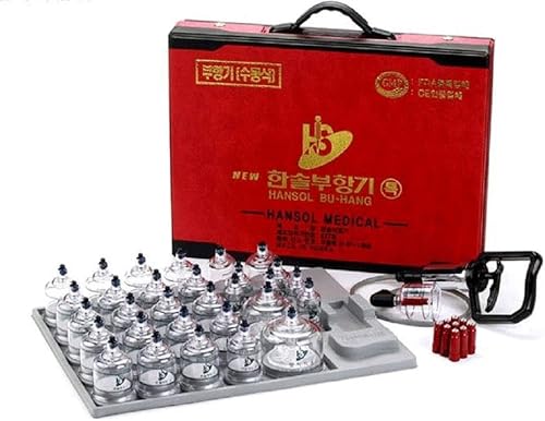 Professional Cupping Therapy Set, 30 Multi Sized Cups with Pumping Handle and Extension Tube for hansol
