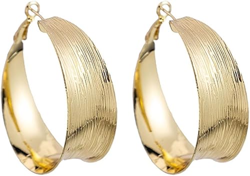 Miniatura 8 de Aretes de Aro Gruesos de Oro para Mujeres Exagerados Grandes Anchos Post Gruesos Aretes de Aro Minimalistas Pulidos 80MM Aretes de Declaración