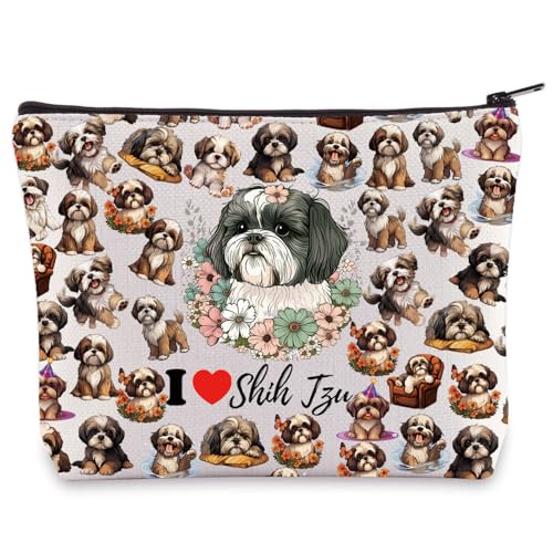 LEVLO Shih Tzu Trousse de maquillage Shih Tzu Cadeau d'amant I Love Shih Tzu Pochette de voyage Shih Tzu Dog Merchandising, I love Shih Tzu, Sac fourre-tout