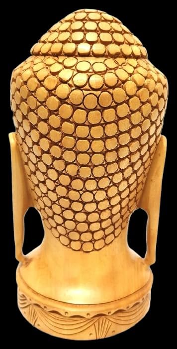 Cabeza de Buda de Madera 6 Pulgadas Artesanal para Decoración miniatura 4
