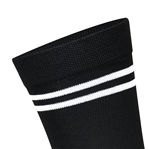 Image of Black with White Stripes Calf Length Cotton School Socks For Boys & Girls (Pack of 5 Pairs)