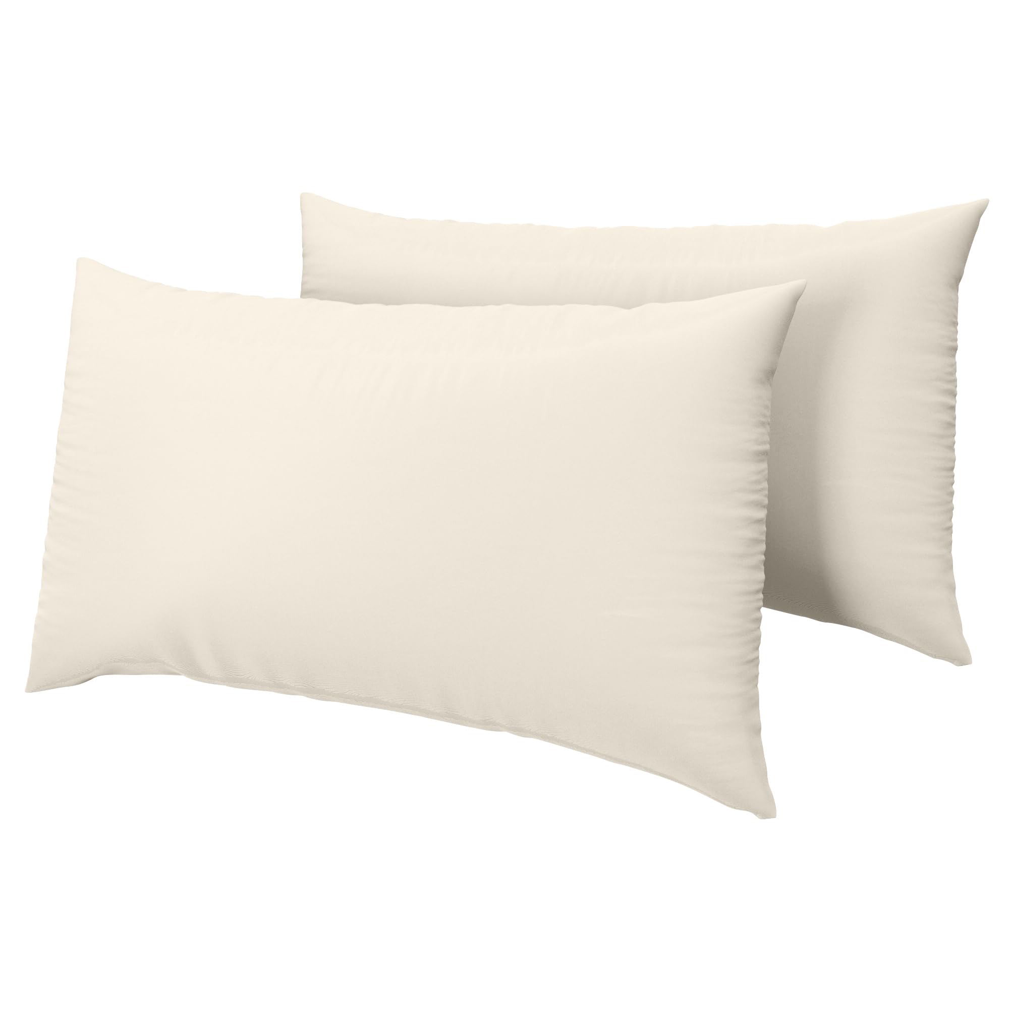 HOME ACE Cream Easy Iron Percale Standard Pillowcases 2 Pack, 100% Poly Cotton Housewife Pillow Cases 50 x 75CM Pack of 2