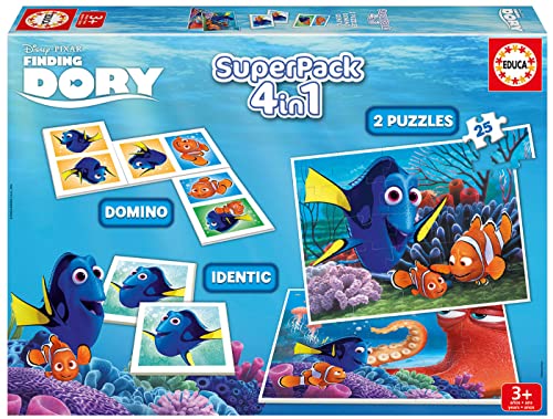 Educa - Buscando a Dory - Superpack con 2 Puzzles, identic memo Game y dominó 16691