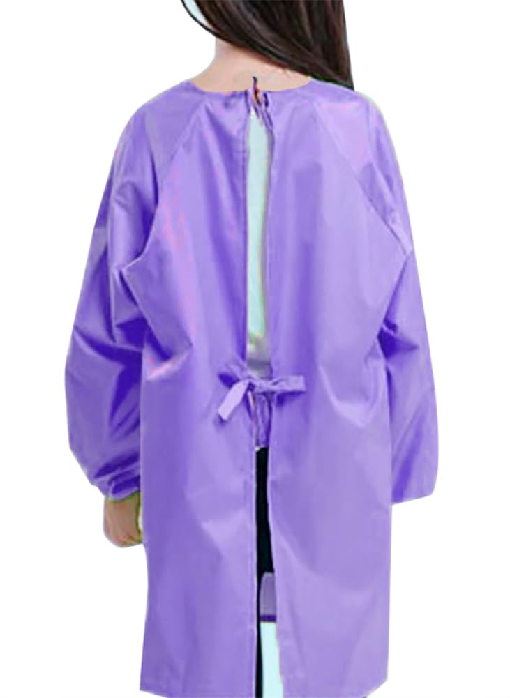 Yiqeenho Kids Art Smock Waterproof Painting Apron Artist Smocks for Children Long Sleeve Smock with Pocket Purple 2XL Fit Height 115-130CM - Image 4