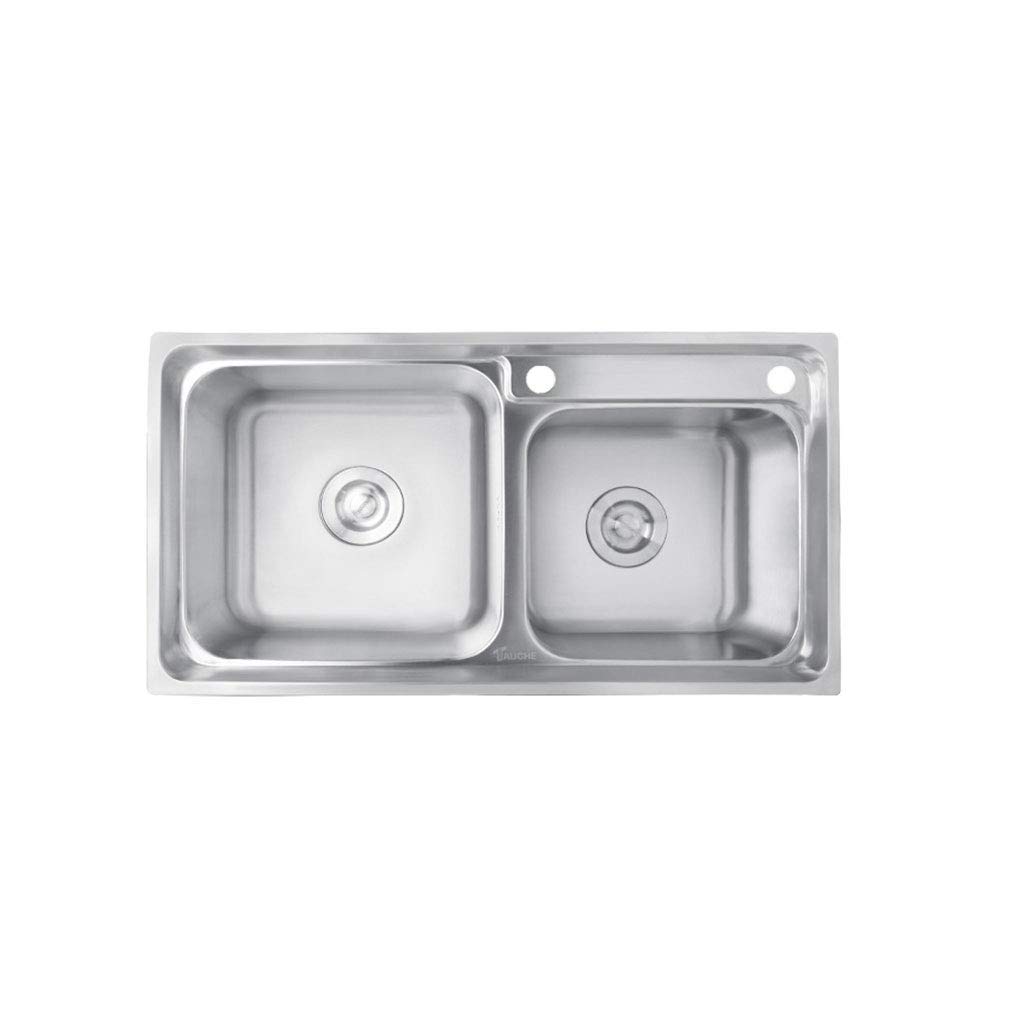 WDSOPK Sink Built in Basin Premium Stainless Steel Double Slot Topmount Basin Sink Without Tap, Bar Or Prep Kitchen Sink,