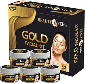 Professional Beauty Feel Herbal 24K Lotus Gold Facial Kit for Fairness (Set of 5) 275 G