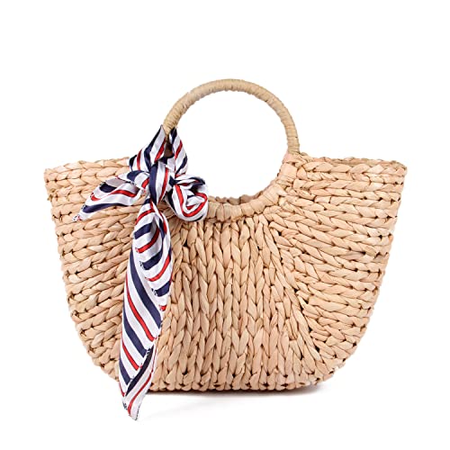 Naudamp Bolso de Playa de Paja para Mujer Bolso de...