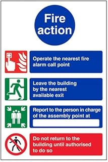 VSafety General Fire Action Do Not Reenter Sign - Portrait - 150mm x 200mm - Self Adhesive Vinyl